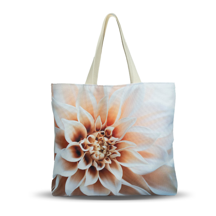 Stylish Cafe au lait Market Tote with floral design, perfect for shopping and everyday errands. Sustainable and spacious.