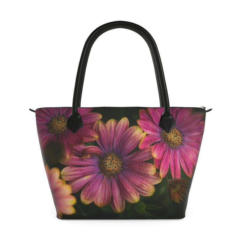 Windflower Botanical Zip Top Tote Handbag