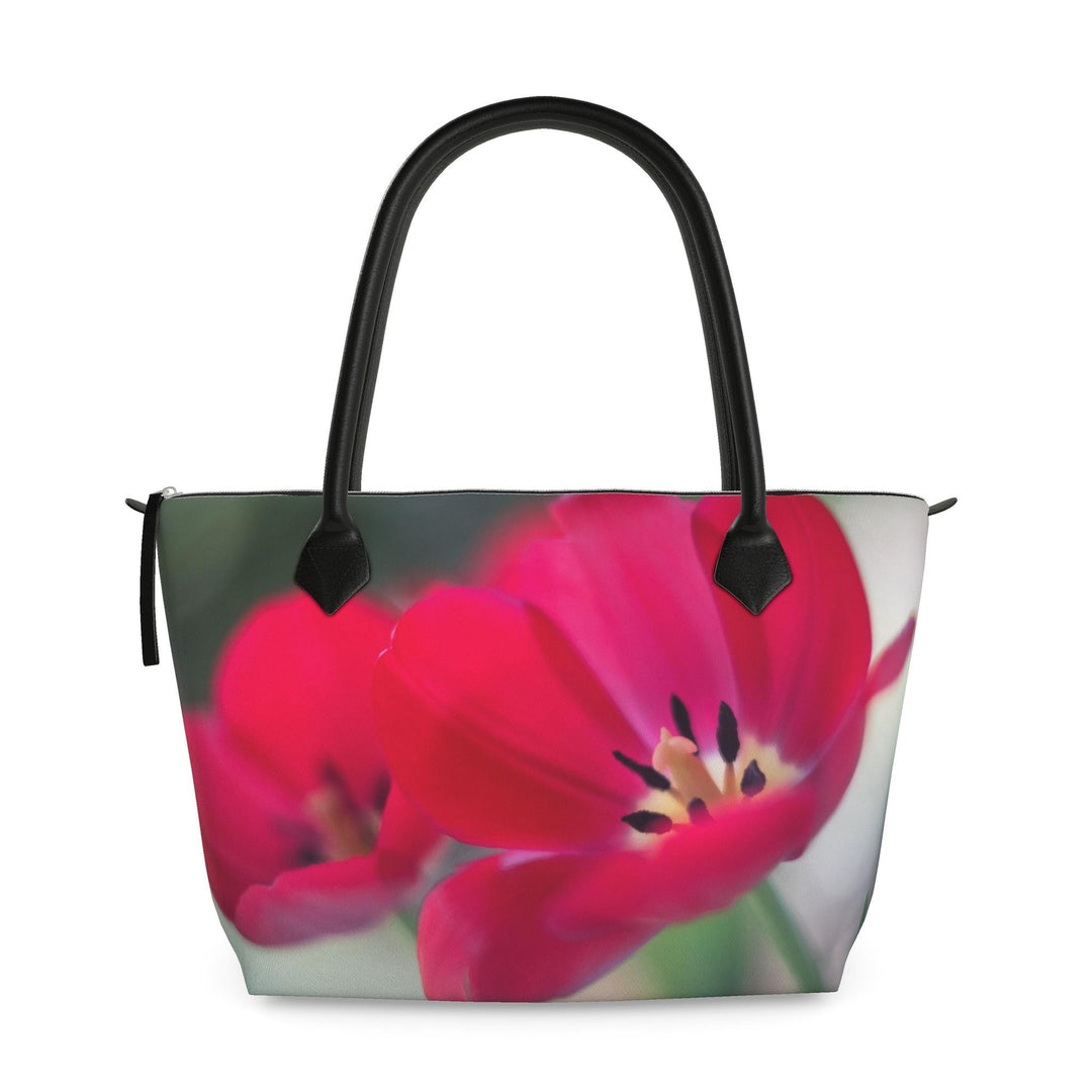 Red Tulip Zip Top Handbag