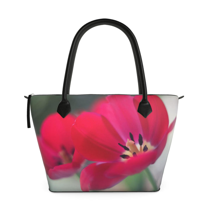 Red Tulip Zip Top Handbag