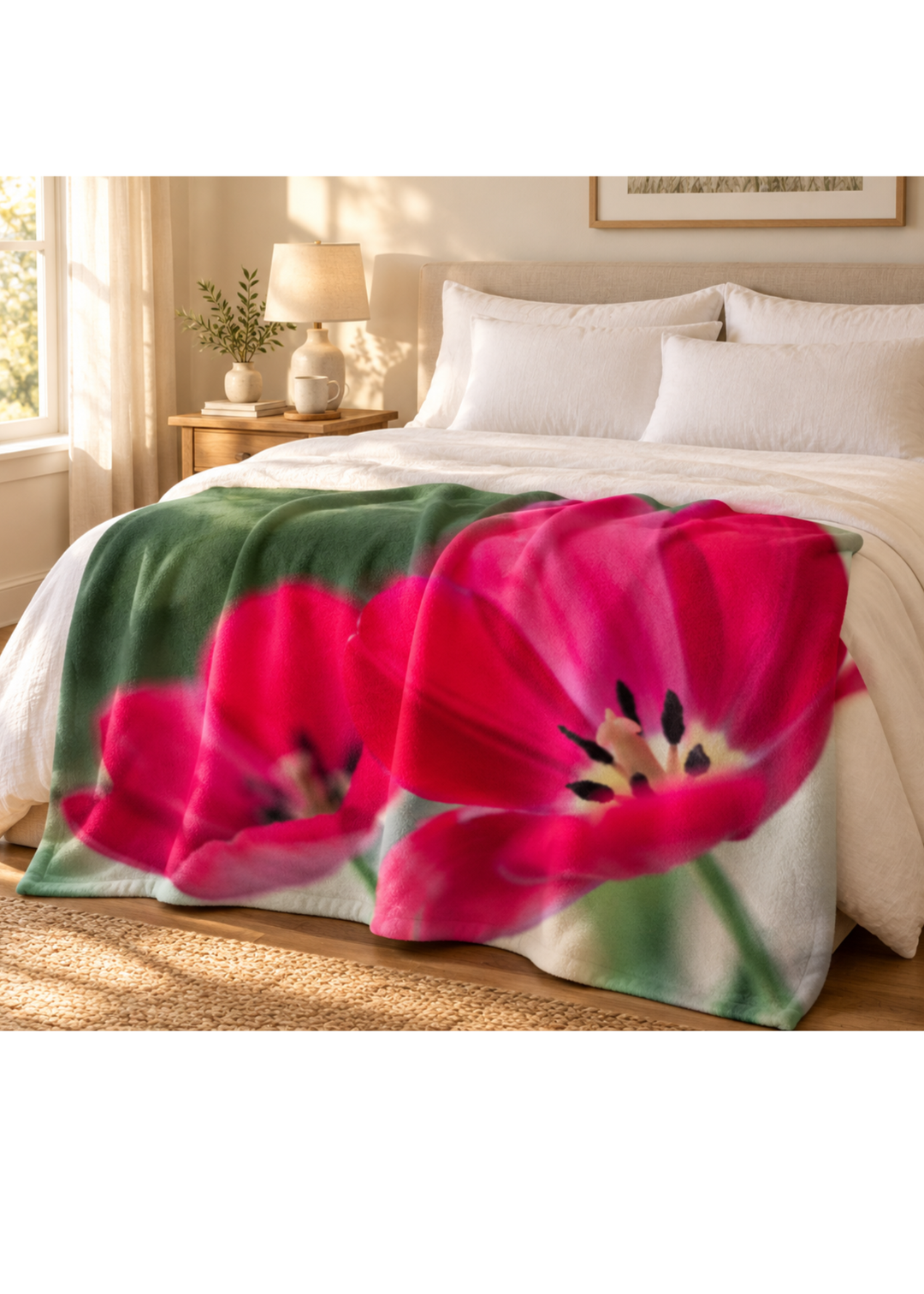 Red Tulips Minky Blanket