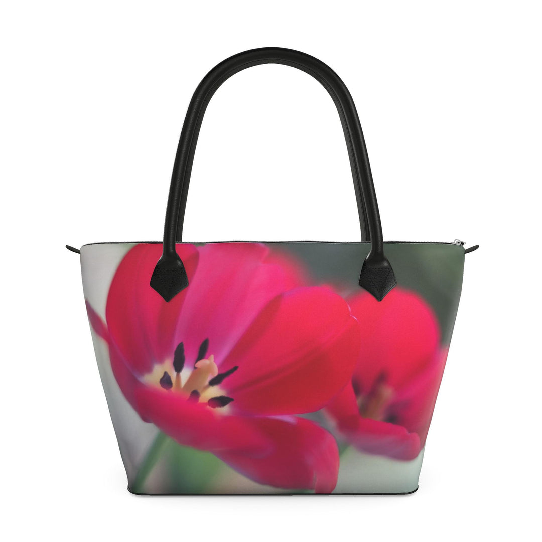 Red Tulip Zip Top Handbag