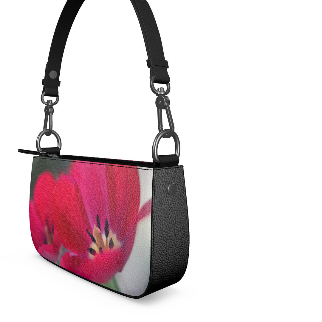 Red Tulip Leather Shoulder Zip Box Bag