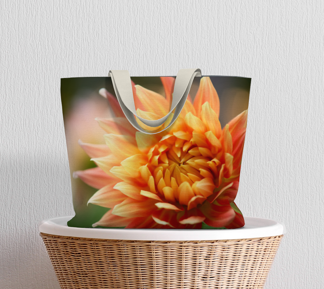 Orange-Yellow Dahlia Market Tote