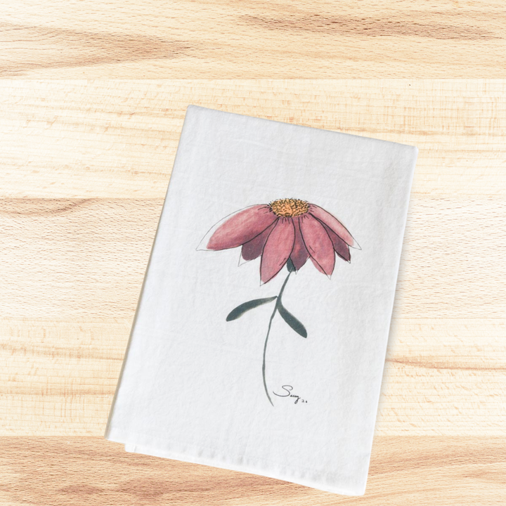 A Little Wild at Heart Watercolor Floral Flour Sack Tea Towel