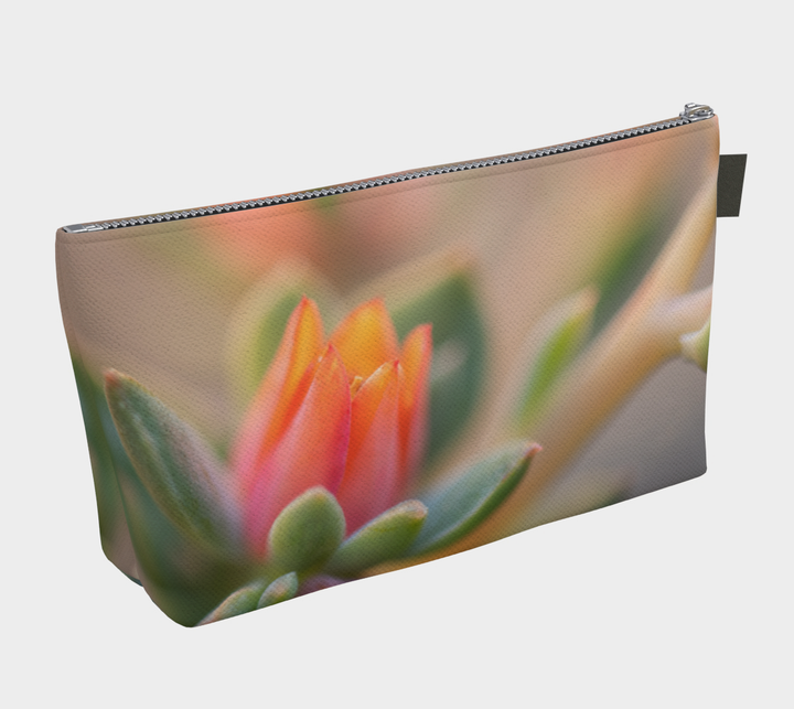 Stylish Echevervia Makeup Bag featuring a vibrant Echeveria flower, perfect for travel and on-the-go touch-ups.