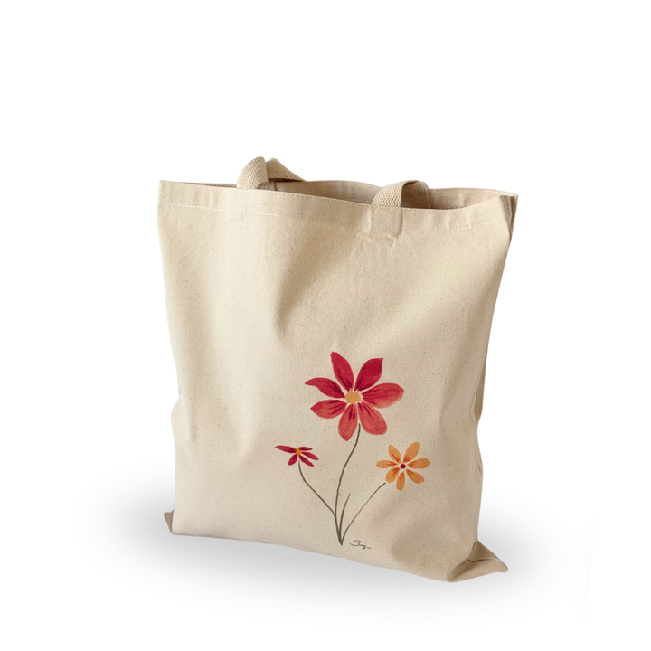 Natural canvas tote bag featuring the original watercolor painting Better Together by Sally Halvorsen.