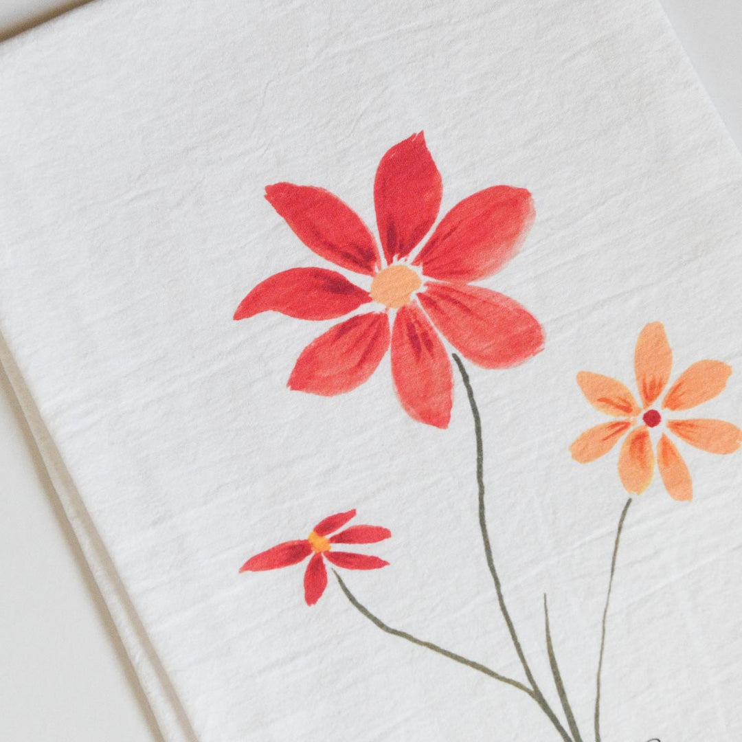Better Together Watercolor Floral Flour Sack Tea Towel