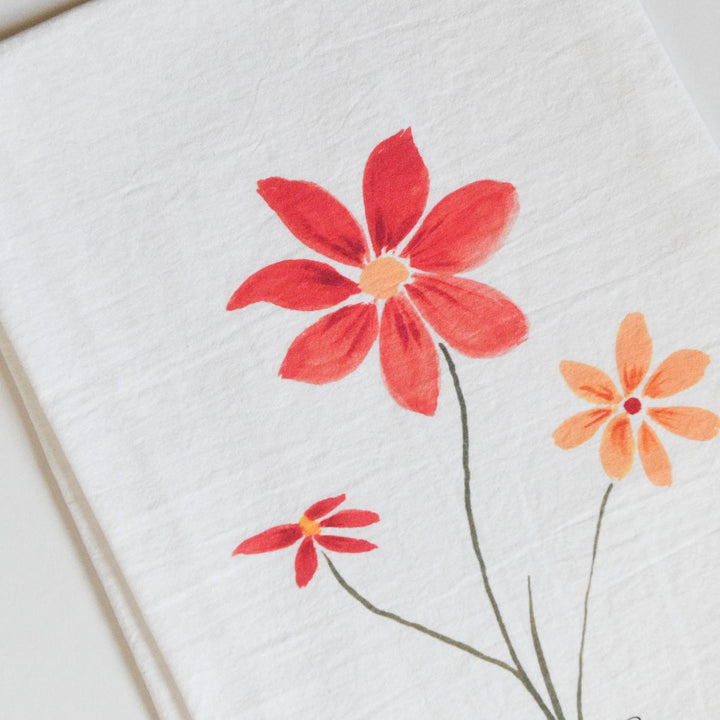 Better Together Watercolor Floral Flour Sack Tea Towel