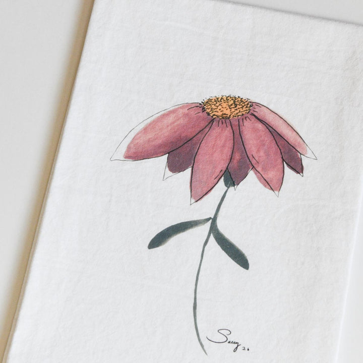 A Little Wild at Heart Watercolor Floral Flour Sack Tea Towel