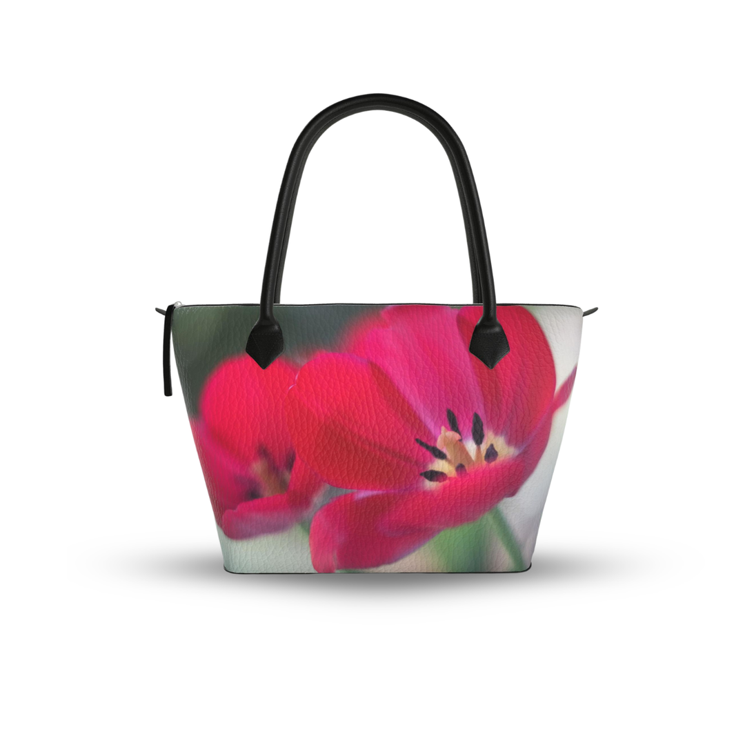 Red Tulip Zip Top Handbag