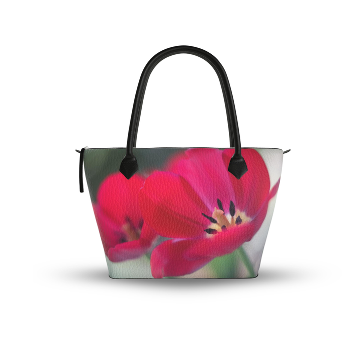 Red Tulip Zip Top Handbag