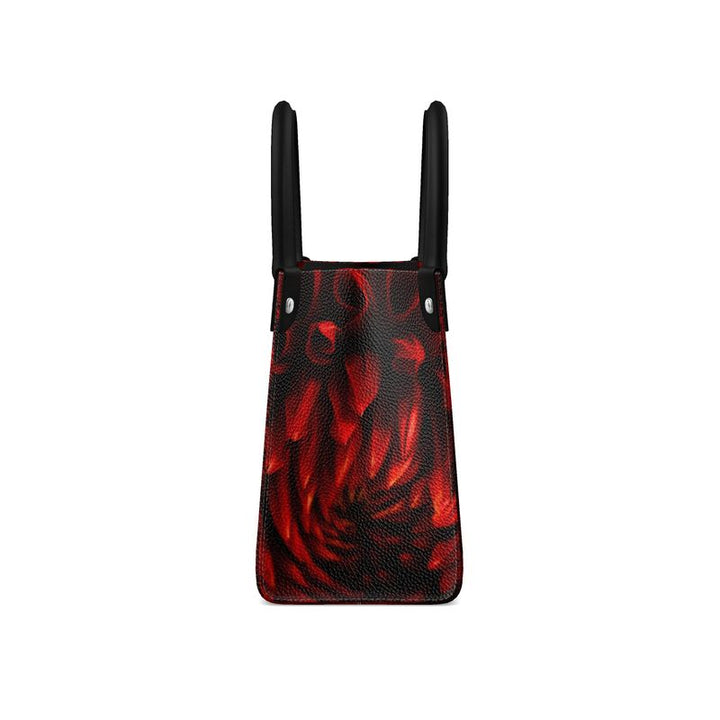 Stylish and artistic, The Red Dahlia Mini Bonchurch Shopper Leather Bag features a vibrant Red Dahlia design.