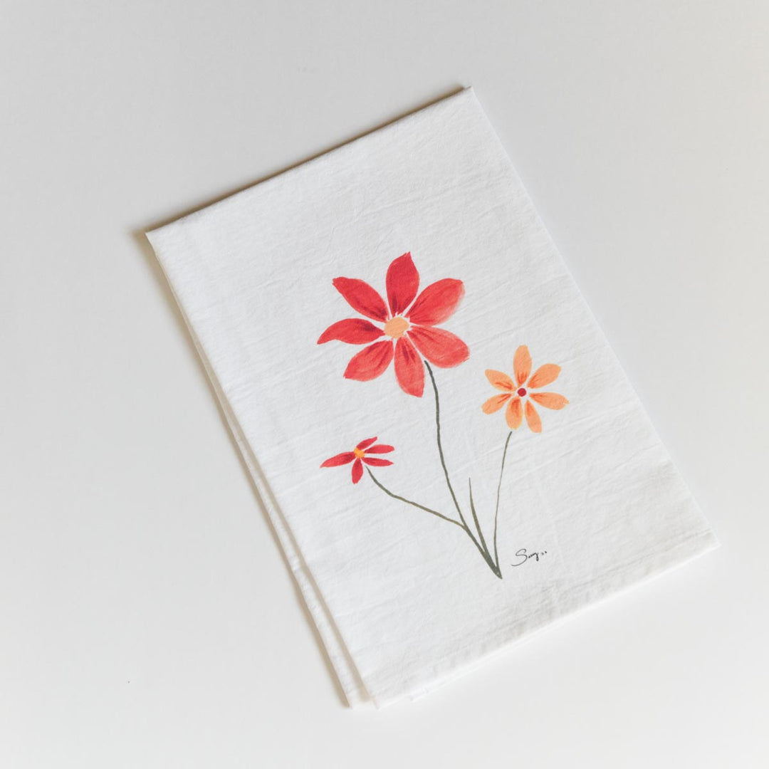 Better Together Watercolor Floral Flour Sack Tea Towel