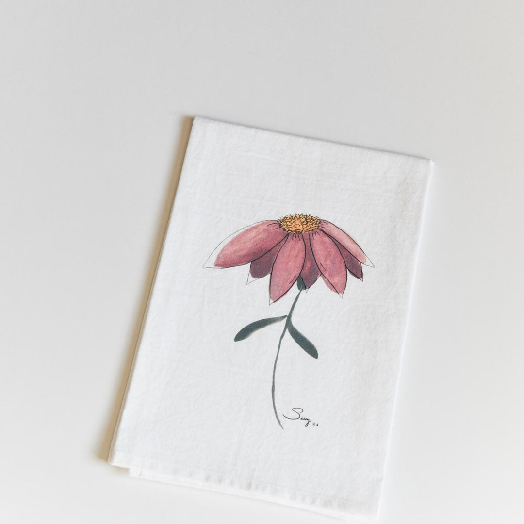 A Little Wild at Heart Watercolor Floral Flour Sack Tea Towel