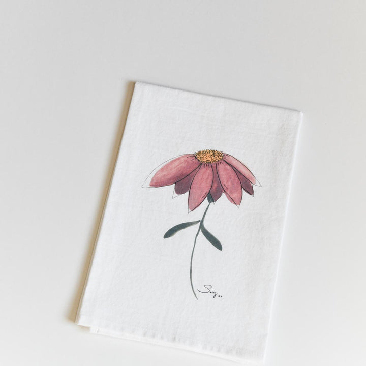 A Little Wild at Heart Watercolor Floral Flour Sack Tea Towel