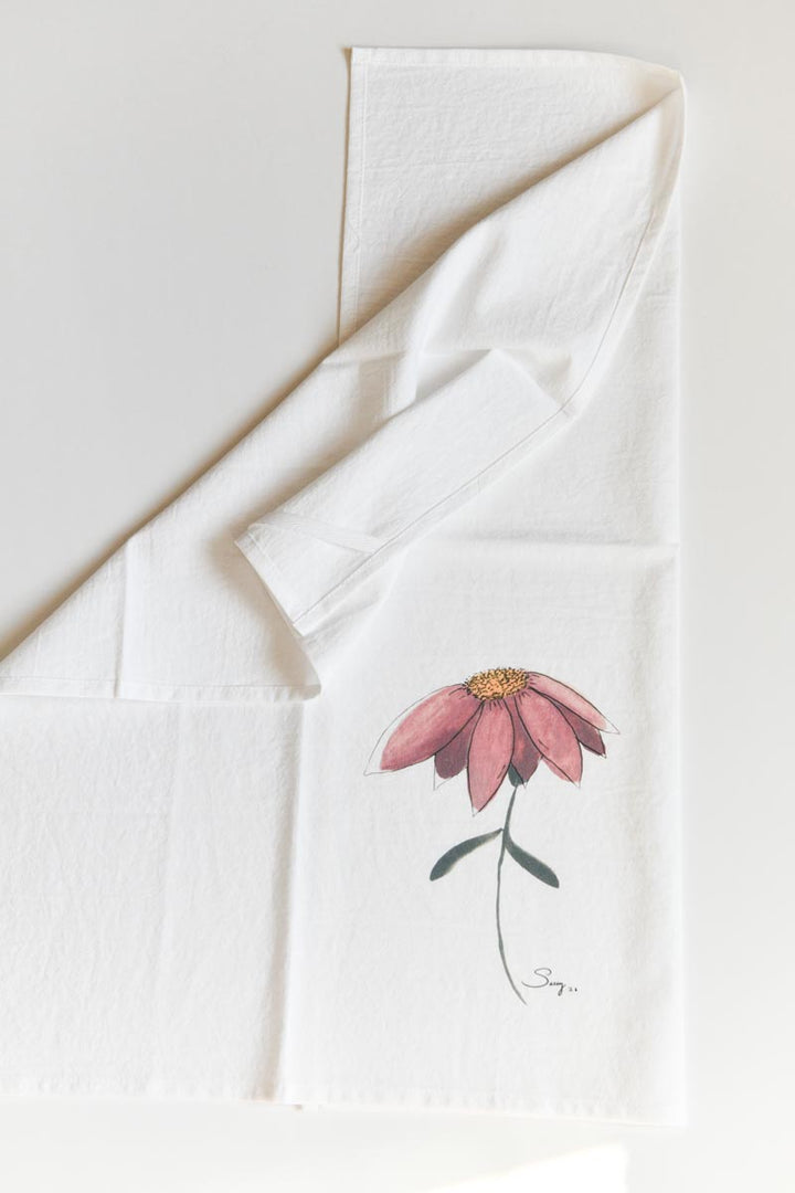 A Little Wild at Heart Watercolor Floral Flour Sack Tea Towel