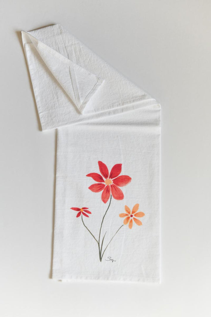 Better Together Watercolor Floral Flour Sack Tea Towel