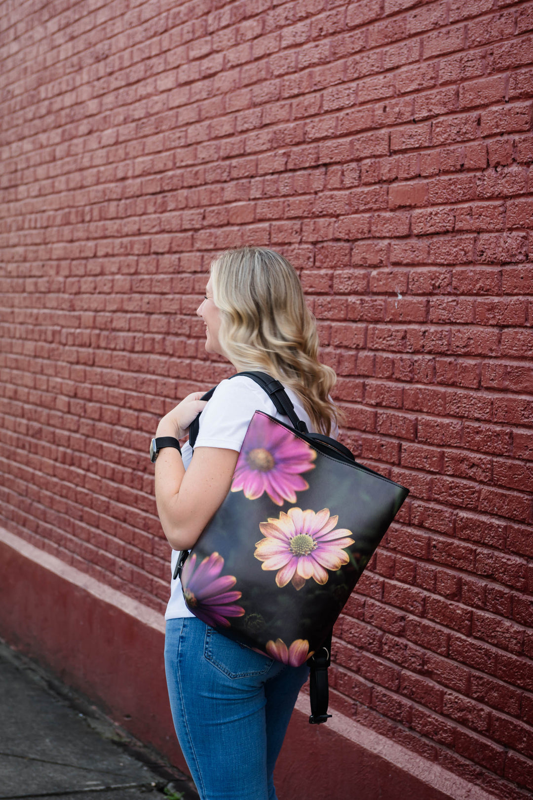 Windflower Vegan Leather Backpack.