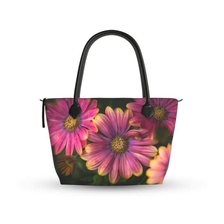 Windflower Botanical Zip Top Tote Handbag